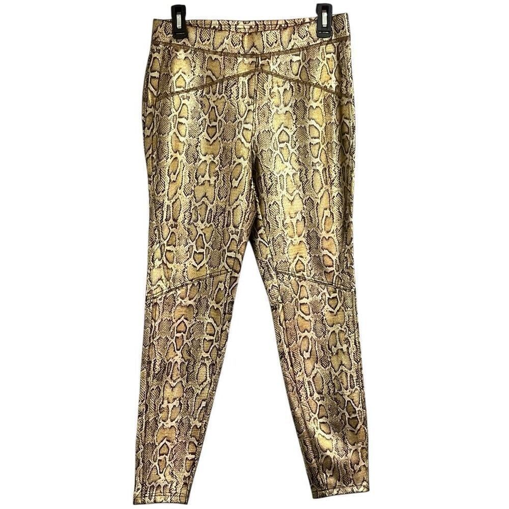 Free People Gold Metallic Python Pull On Leggings… - image 3